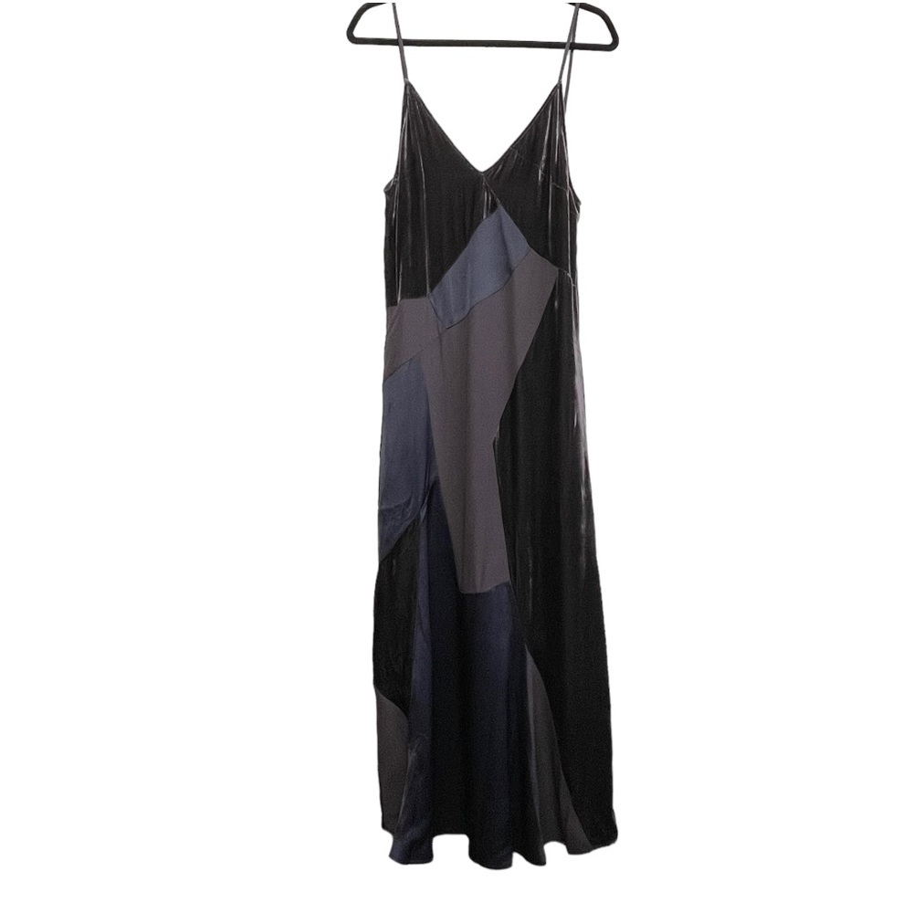 ZARA Velvet Satin Patchwork Maxi Dress NWOT - Picture 3 of 6